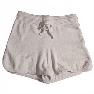 NEW Aqua‎ High-Rise Plush Ivory Shorts Drawstring/Elastic Waistband S